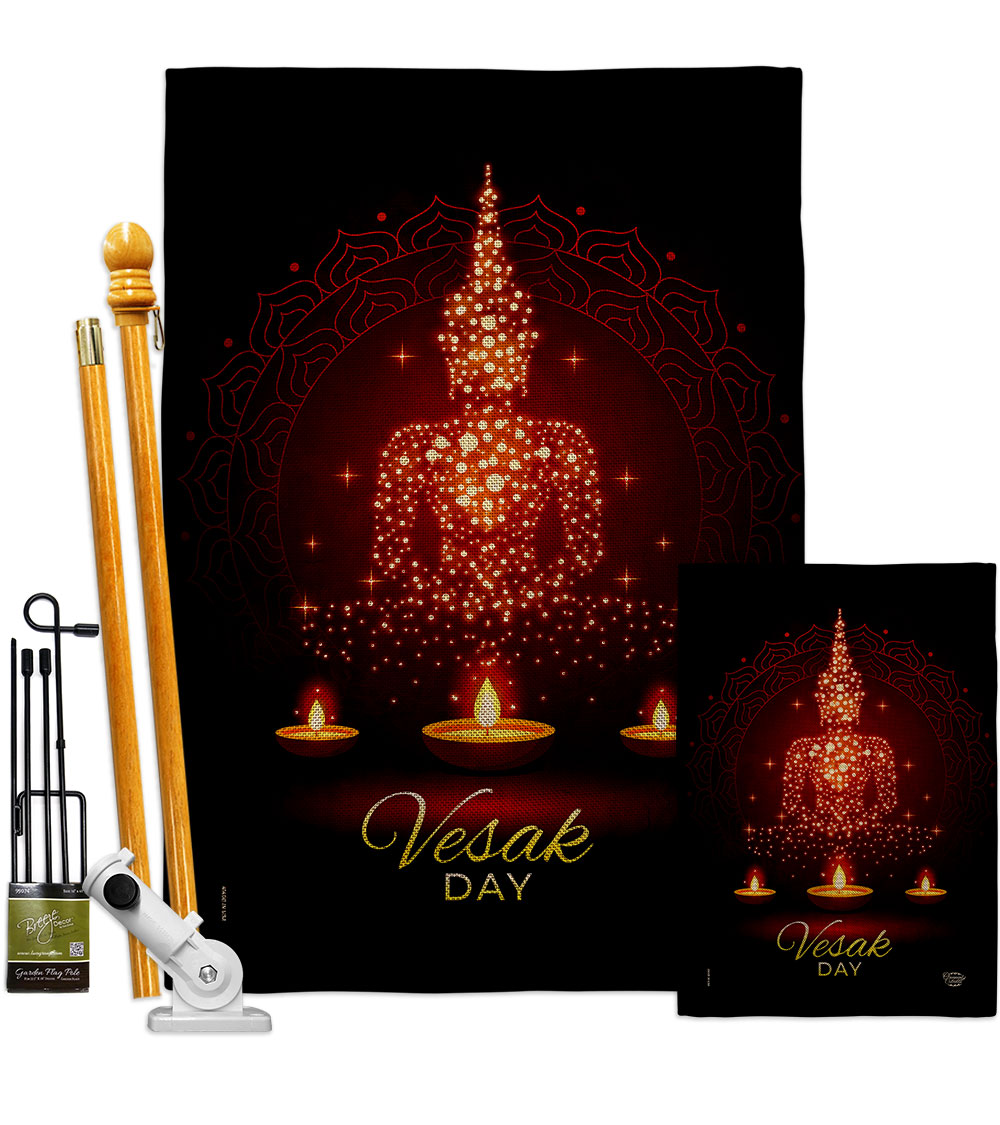 Vesak Day Religious 28 x 40 in. Double-Sided Decorative Horizontal House Flags Kit for Decoration Banner Garden Yard Gift