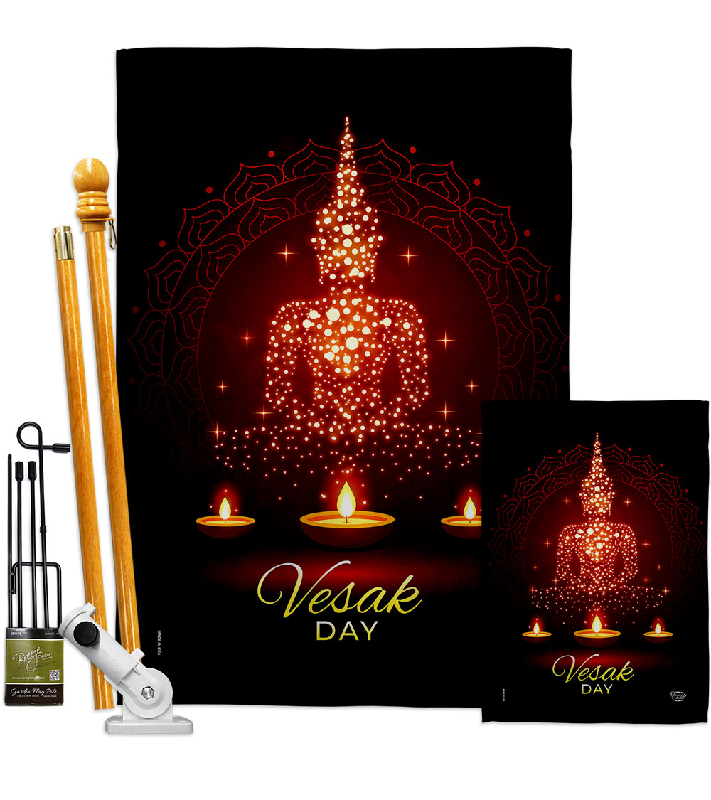 Vesak Day Religious 28 x 40 in. Double-Sided Decorative Horizontal House Flags Kit for Decoration Banner Garden Yard Gift