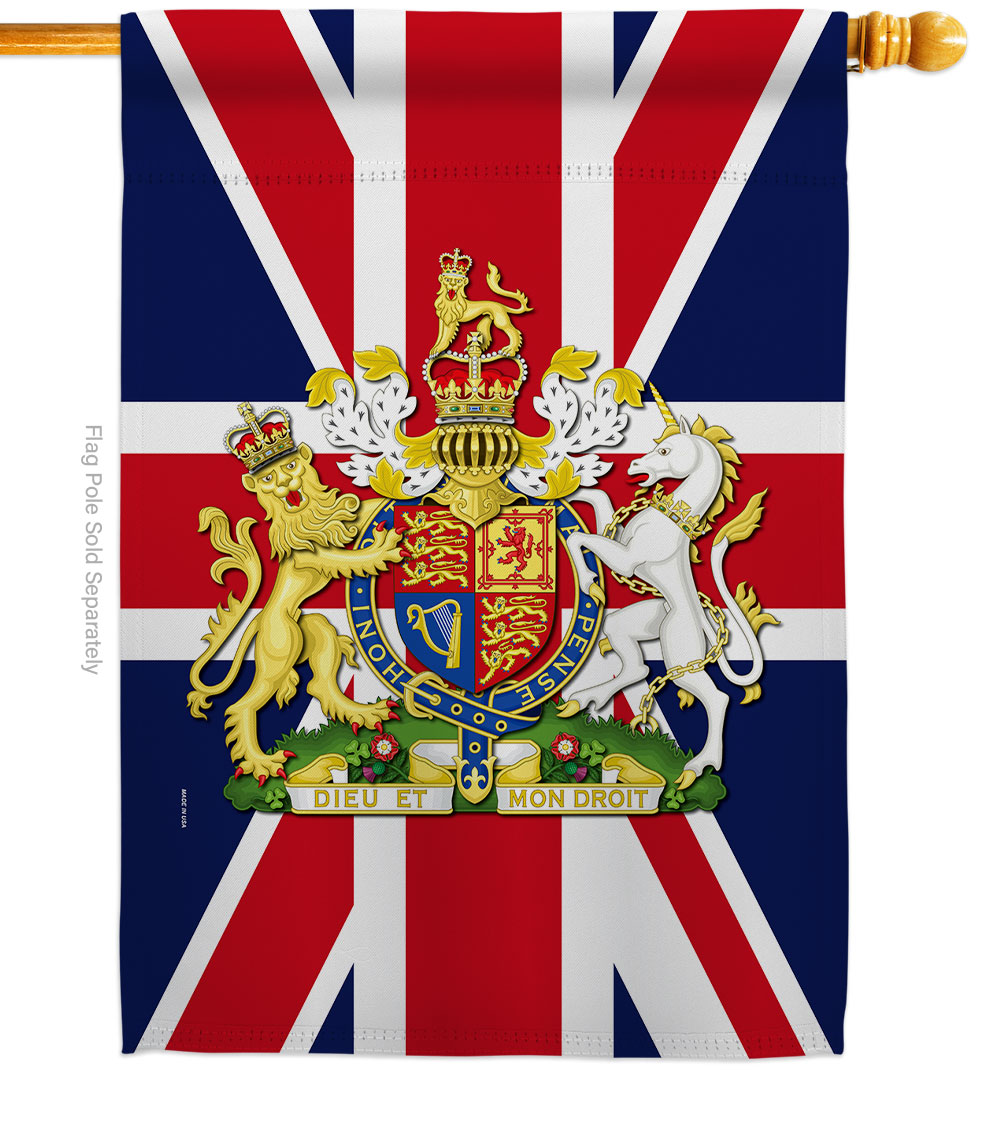 28 x 40 in. Coat of Arms United Kingdom Sweet Life Sympathy Double-Sided Decorative Vertical House Flag for Decoration Banner Garden Yard Gift