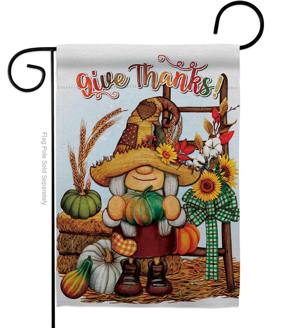 13 x 18.5 in. Falltime Thanksgiving Give Thanks Garden Flag