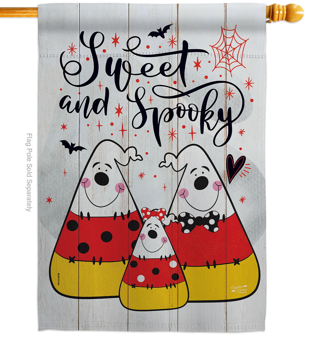 28 x 40 in. Falltime Halloween Sweet Candy Corns House Flag