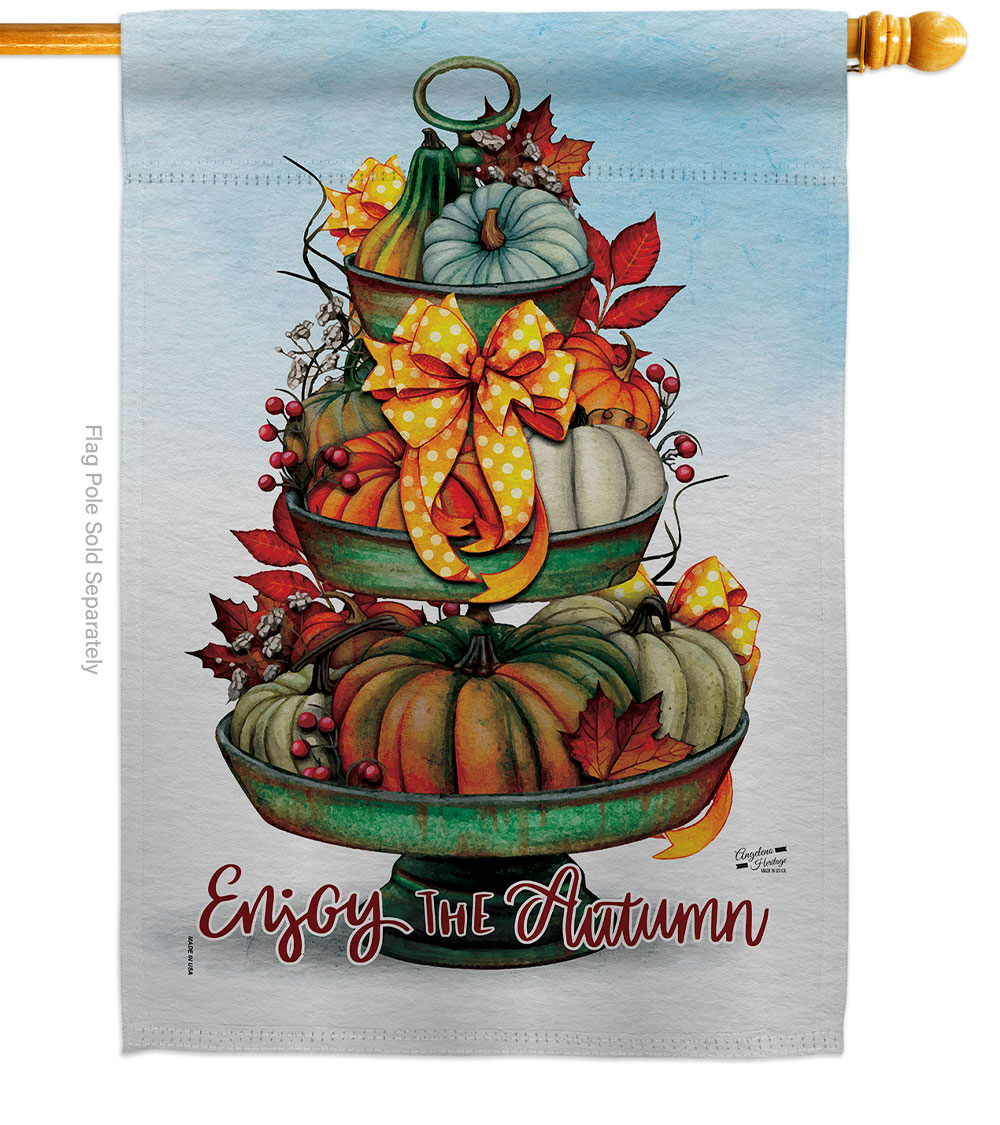 28 x 40 in. Falltime Harvest Autumn Tower House Flag
