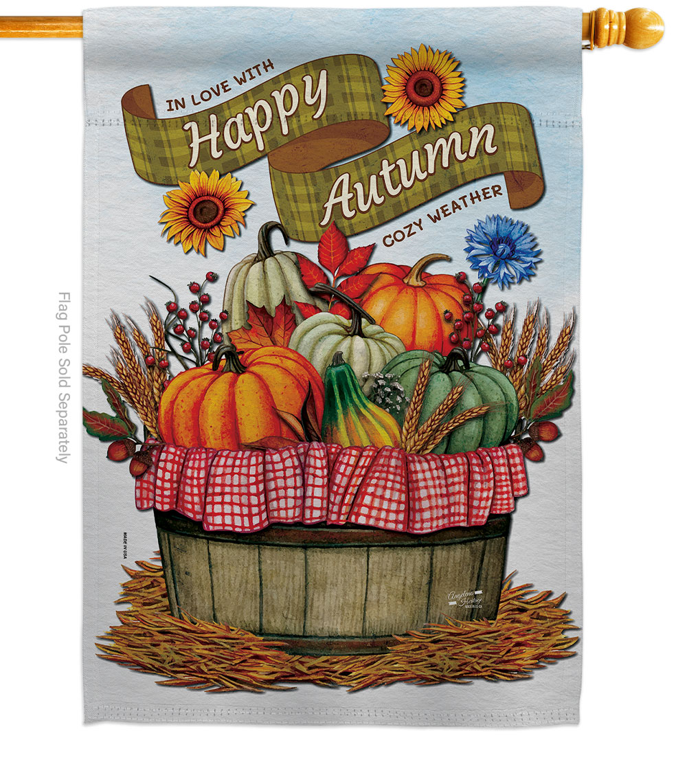 28 x 40 in. Falltime Harvest Cozy Autumn House Flag