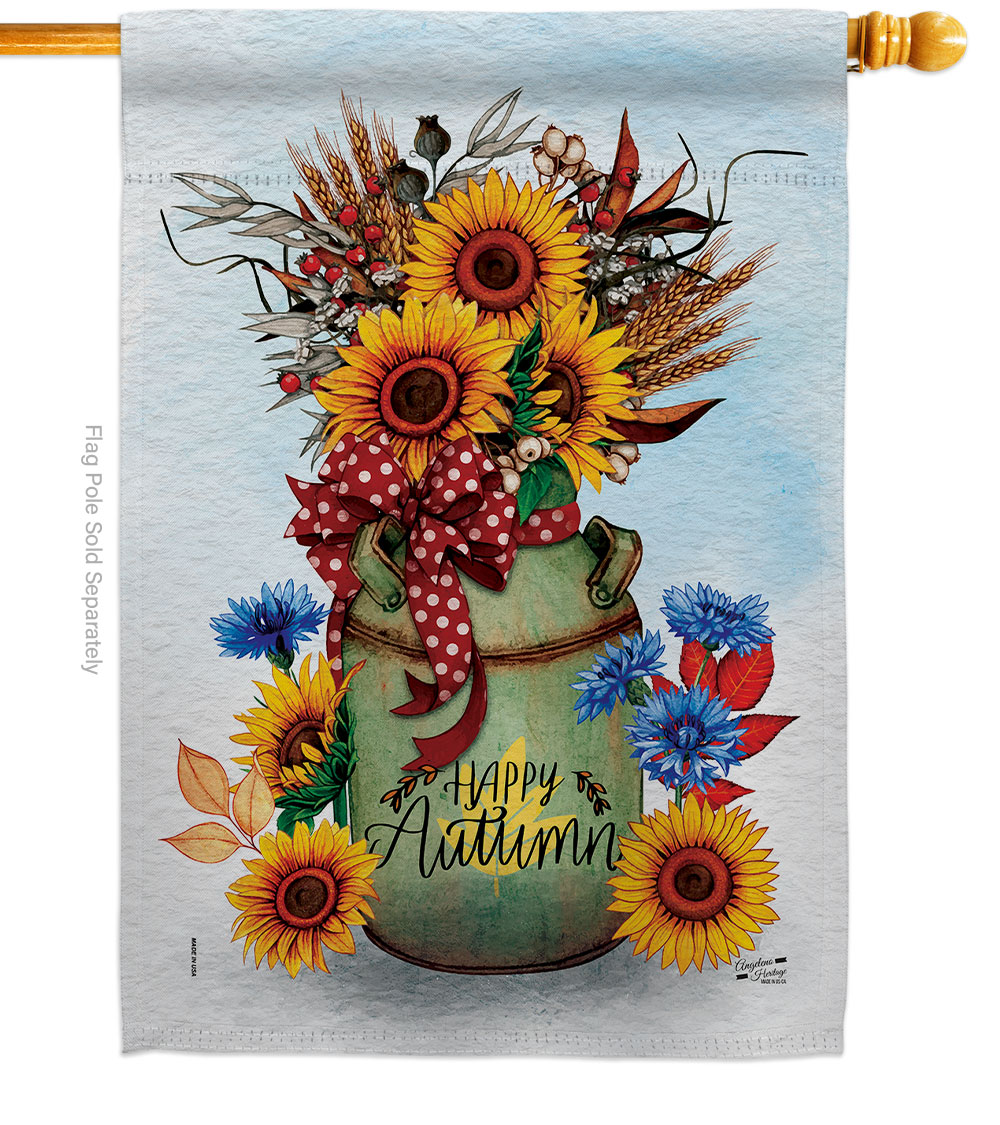 28 x 40 in. Falltime Harvest Autumn Milkcan House Flag