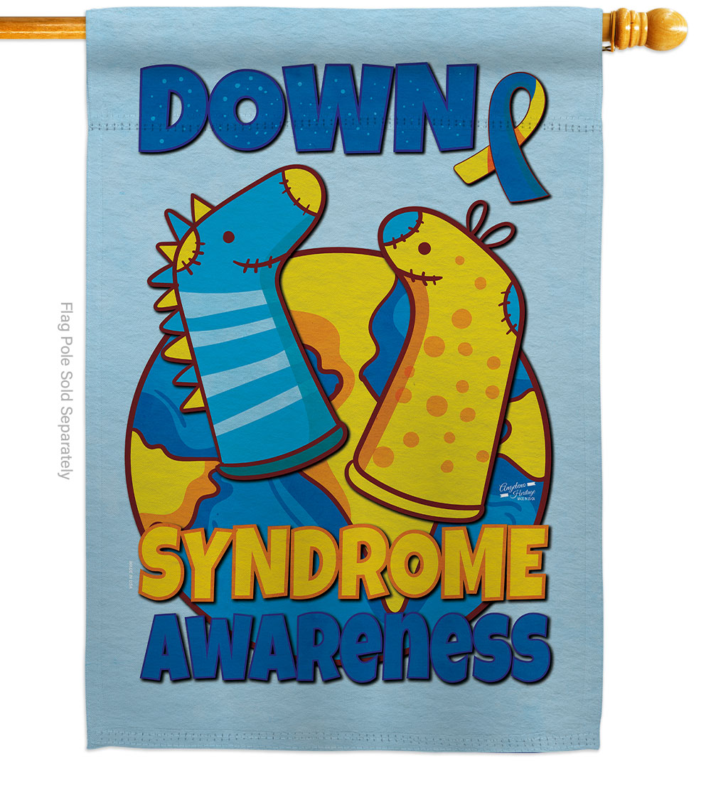 28 x 40 in. Down Syndrome Sock House Flag