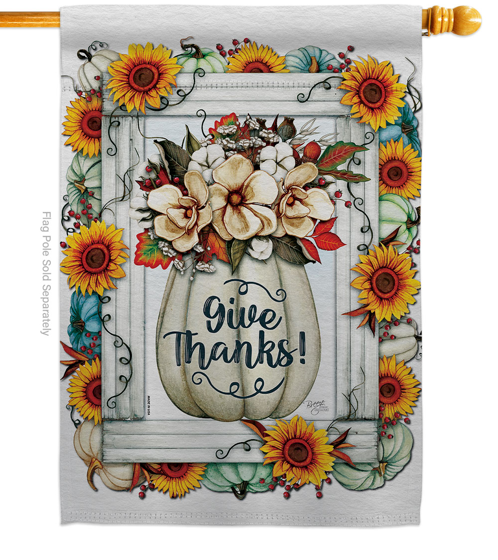 28 x 40 in. Falltime Thanksgiving Pumpkins Wreath House Flag