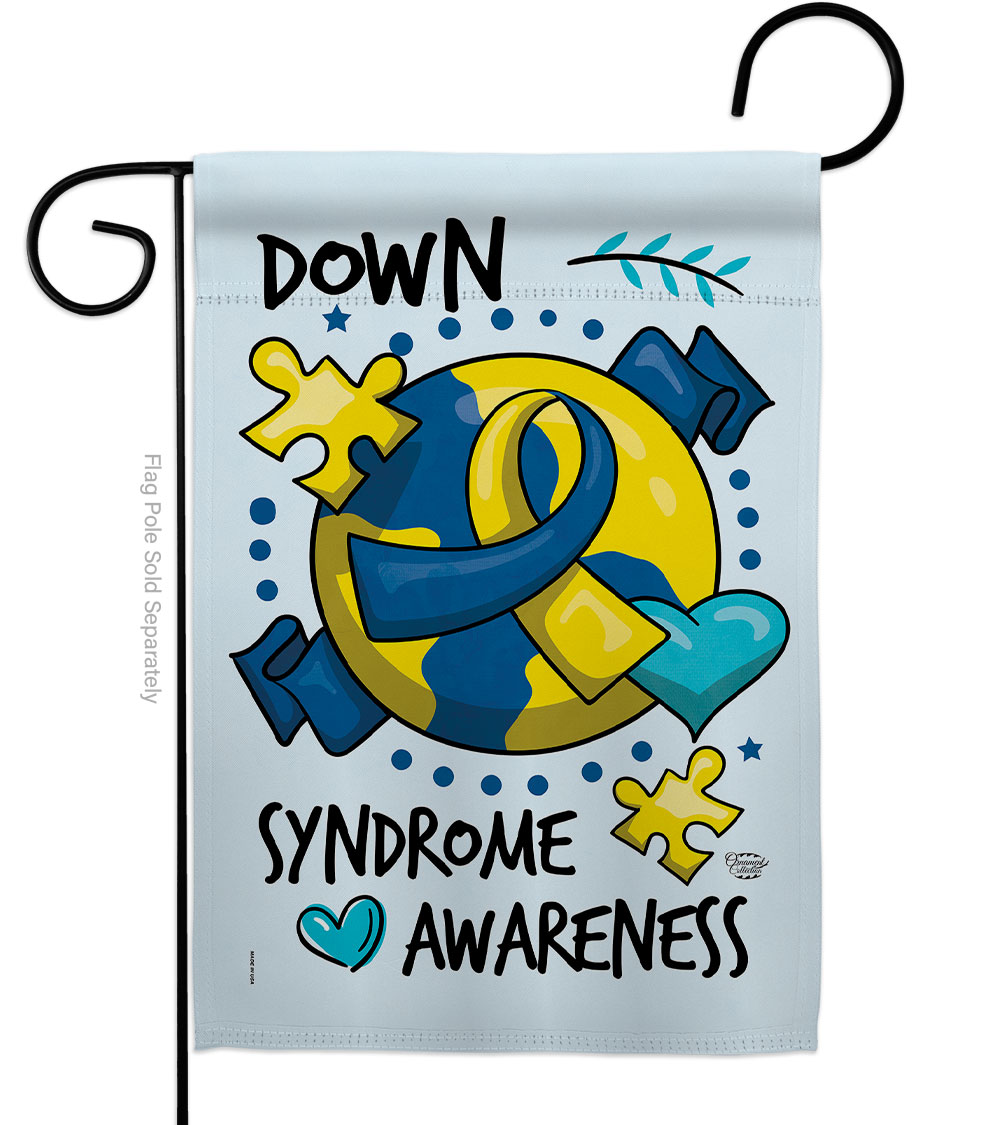 13 x 18.5 in. Down Syndorome Heart Garden Flag