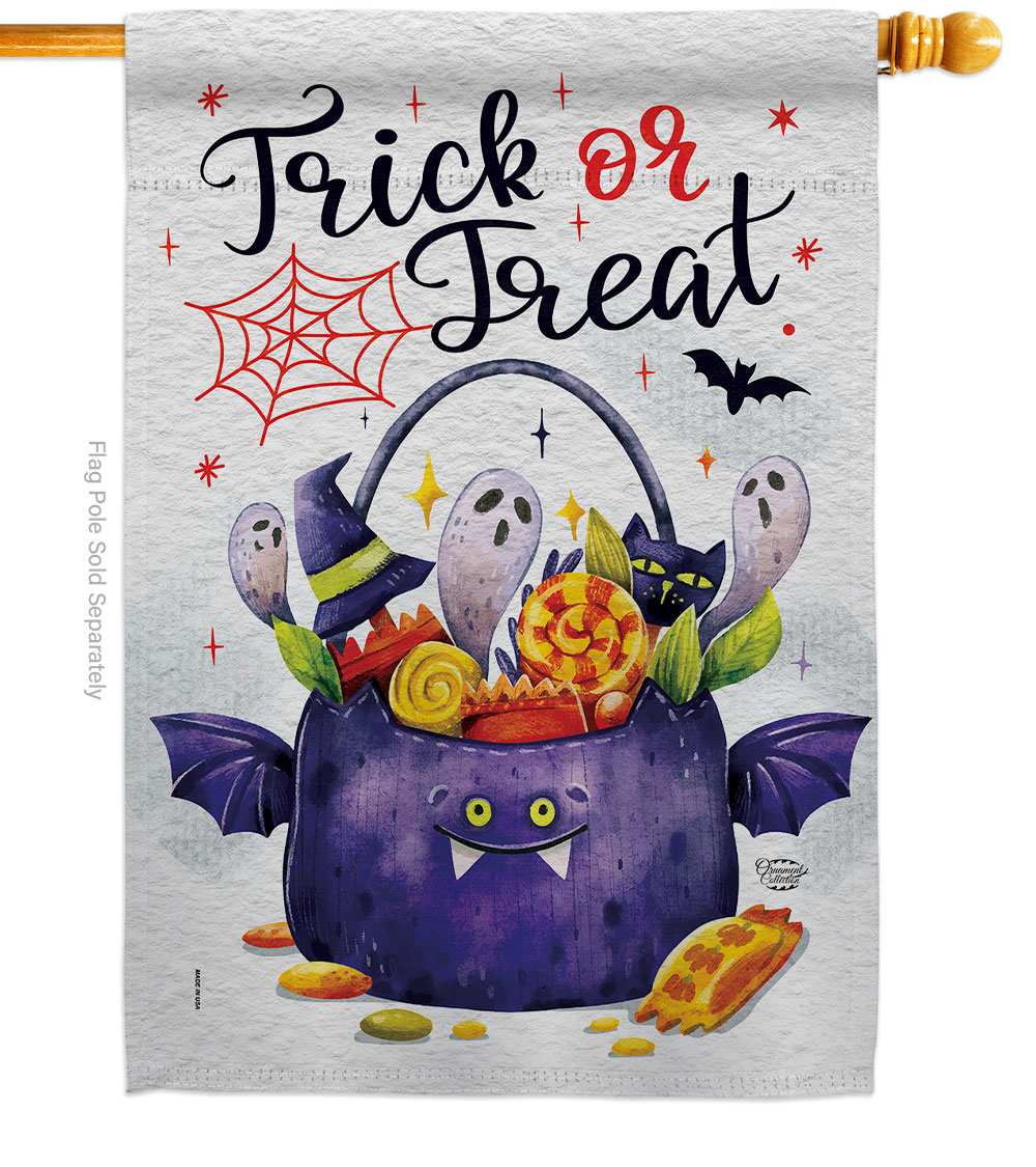 28 x 40 in. Falltime Halloween Full Treat House Flag