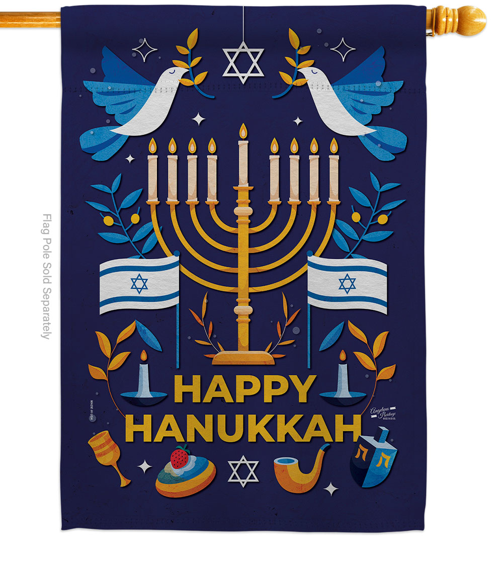 28 x 40 in. Hanukkah Bless Wintertime Double-Sided Decorative Vertical House Flags for Decoration Banner Garden Yard Gift