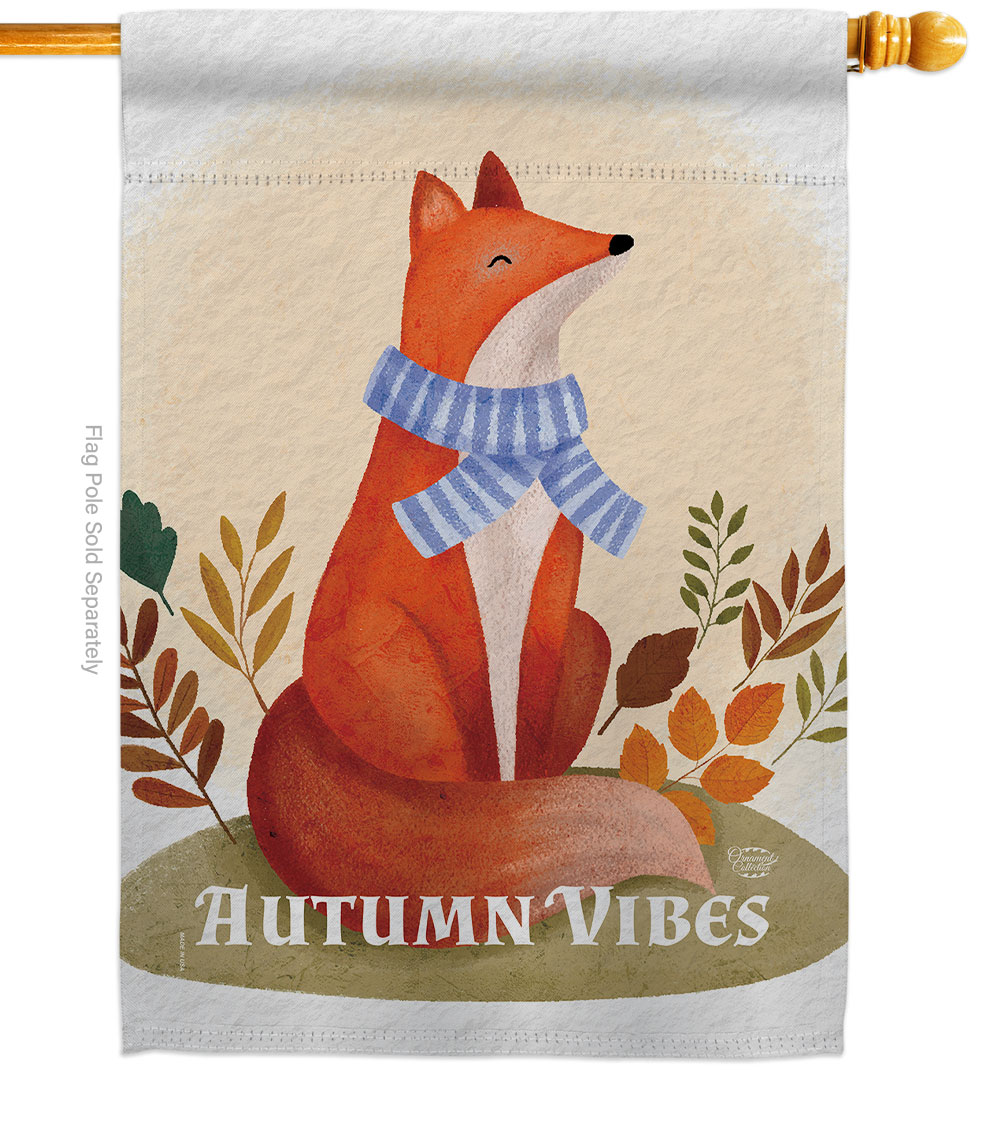 H130426-BO 28 x 40 in. Autumn Fox Falltime Harvest Double-Sided Decorative Vertical House Flags for Decoration Banner Garden Yard Gift