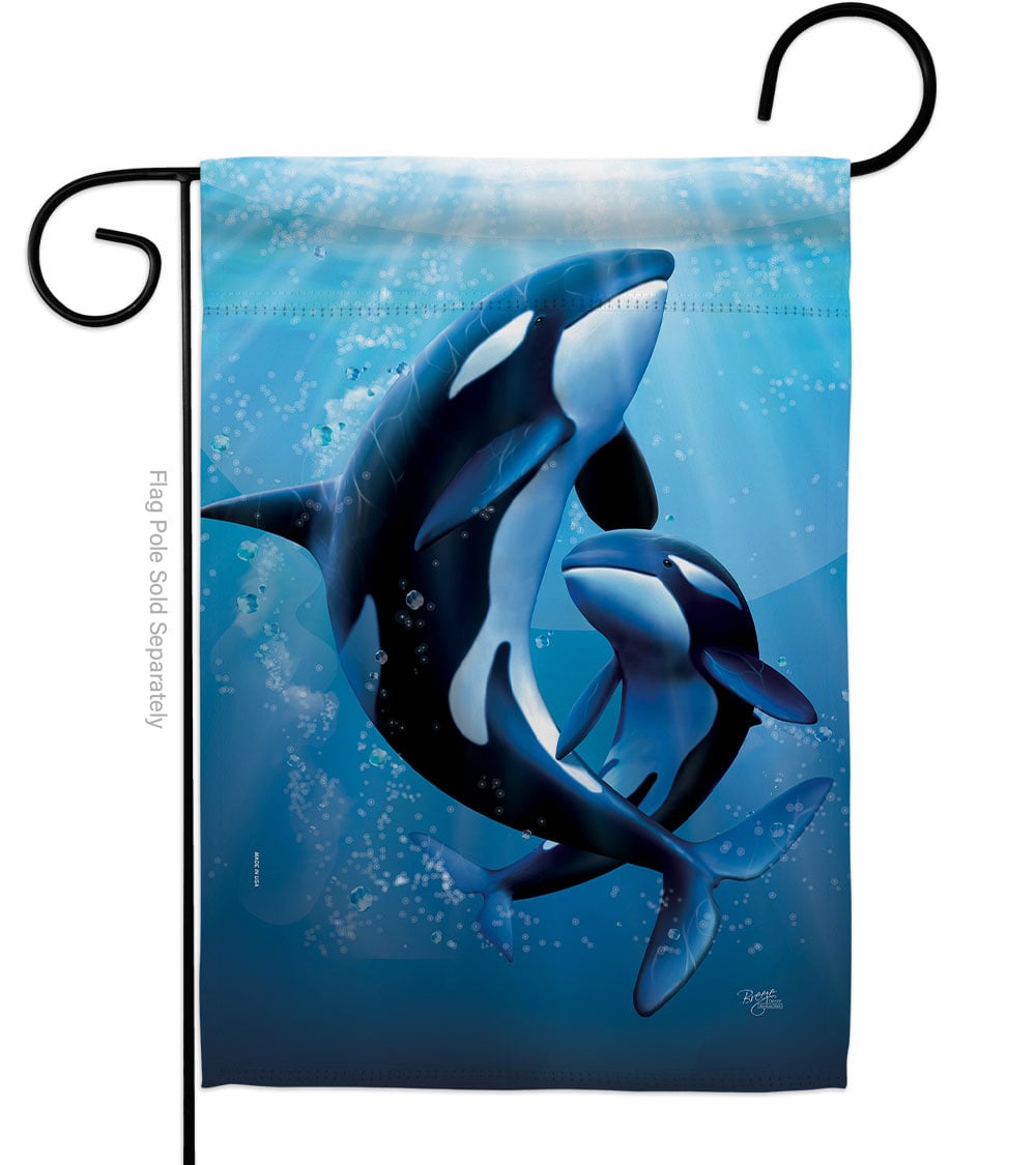 13 x 18.5 in. Killer Whale Animals Sea Creature Double-Sided Decorative Vertical Garden Flags for House Decoration Banner Yard Gift