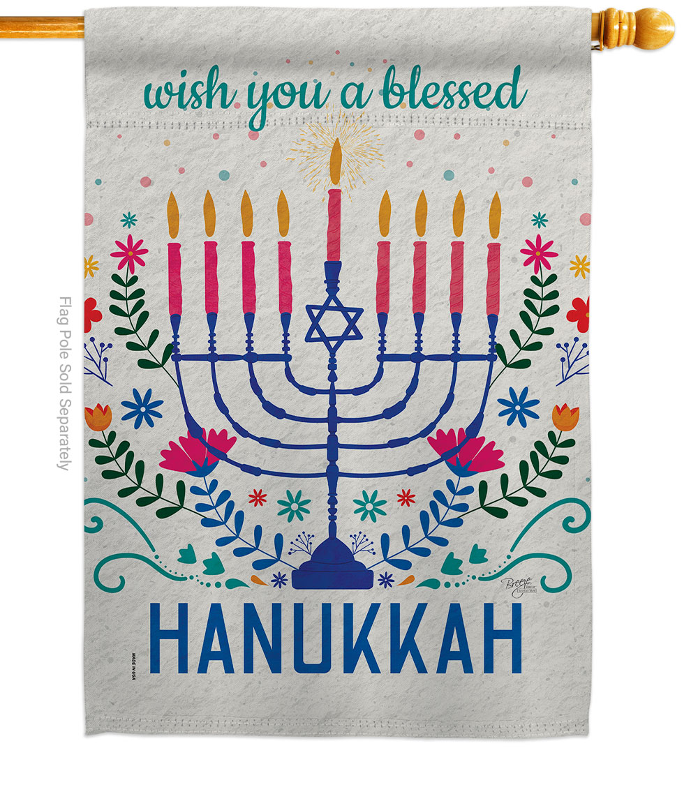 28 x 40 in. Hanukkan Wish Wintertime Hanukkah Double-Sided Decorative Vertical House Flags for Decoration Banner Garden Yard Gift