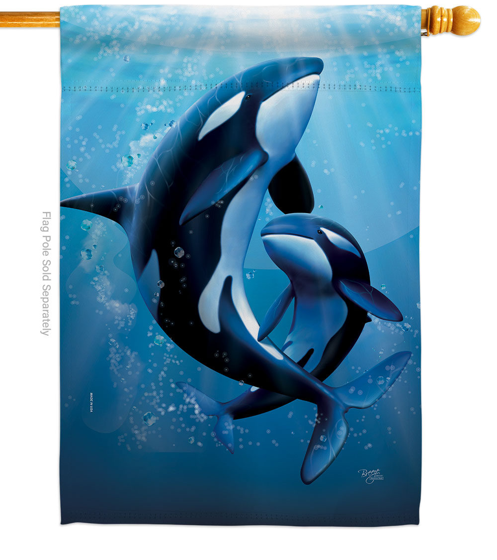 28 x 40 in. Killer Whale Animals Sea Creature Double-Sided Decorative Vertical House Flags for Decoration Banner Garden Yard Gift