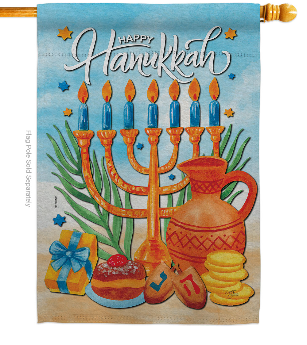 28 x 40 in. Hanukkah Feast Wintertime Double-Sided Decorative Vertical House Flags for Decoration Banner Garden Yard Gift