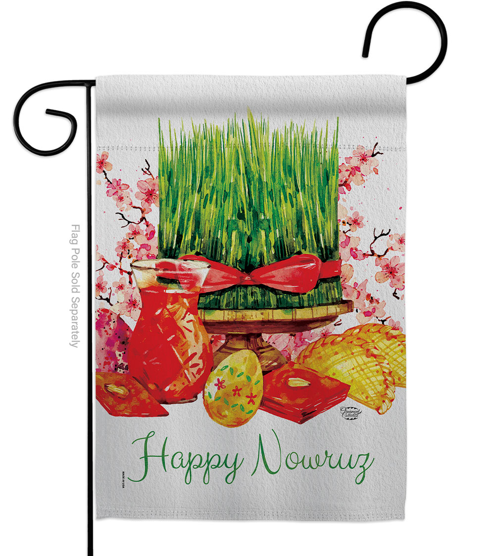 G190192-BO 13 x 18.5 in. Nowruz Wishes Celebration Double-Sided Decorative Vertical Garden Flags for House Decoration Banner Yard Gift