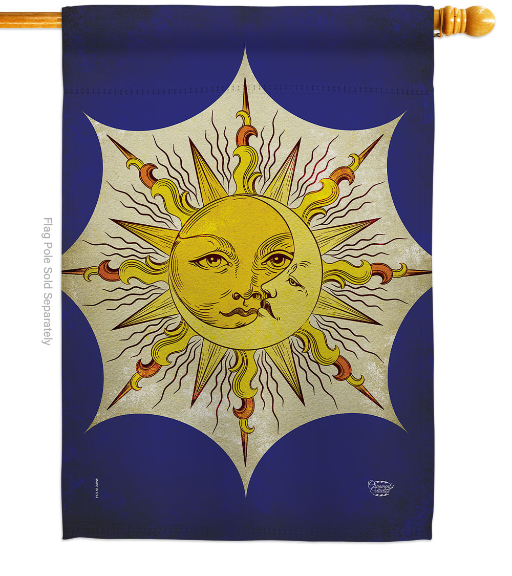 28 x 40 in. Sun Moon Cosmos Space Double-Sided Decorative Vertical House Flags for Decoration Banner Garden Yard Gift