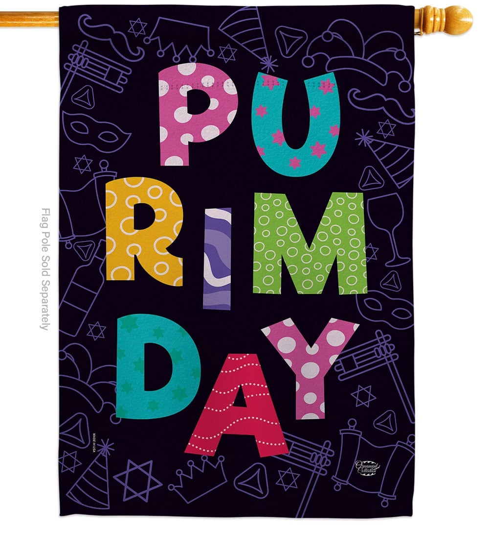 28 x 40 in. Joyful Purim Celebration Double-Sided Decorative Vertical House Flags for Decoration Banner Garden Yard Gift