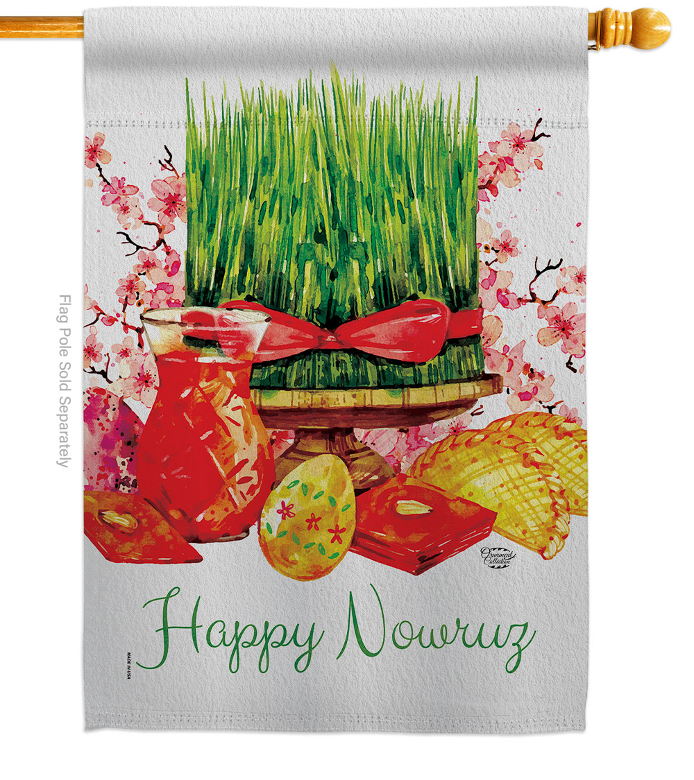 H190192-BO 28 x 40 in. Nowruz Wishes Celebration Double-Sided Decorative Vertical House Flags for Decoration Banner Garden Yard Gift