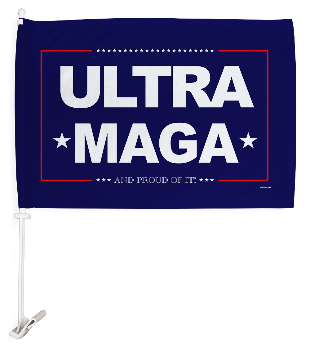 12 x 18 in. Ultra Maga Car Flag - Blue