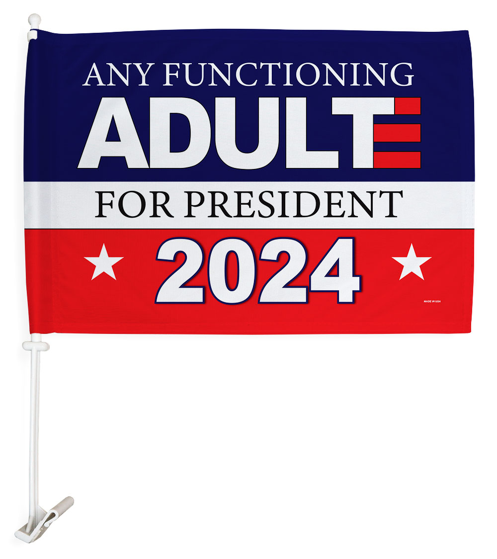 12 x 18 in. Functioning Adult 2024 Car Flag