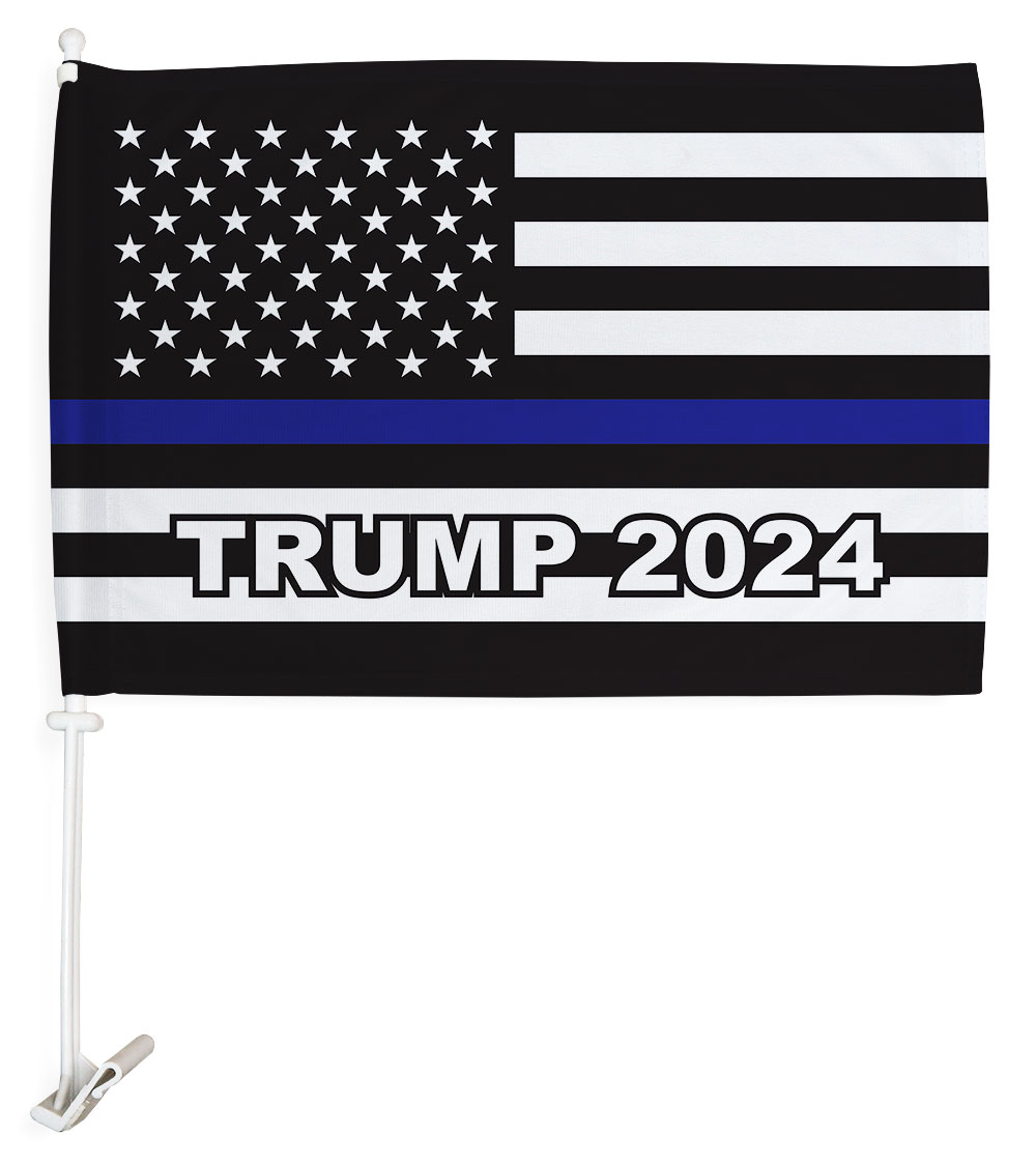 12 x 18 in. Trump 2024 Thin Blue Line Car Flag