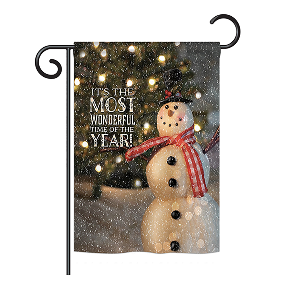 BD-XM-G-114142-IP-BO-DS02-US Most Wonderful Time Snowman Winter - Seasonal Christmas Impressions Decorative Vertical Garden Flag - 13 x 18.5 in.