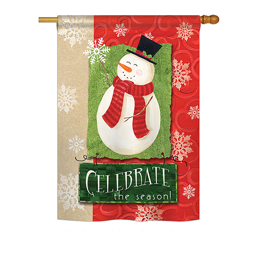 BD-XM-H-114140-IP-BO-DS02-US Celebrate the Season Snowman Winter - Seasonal Christmas Impressions Decorative Vertical House Flag - 28 x 40 in.