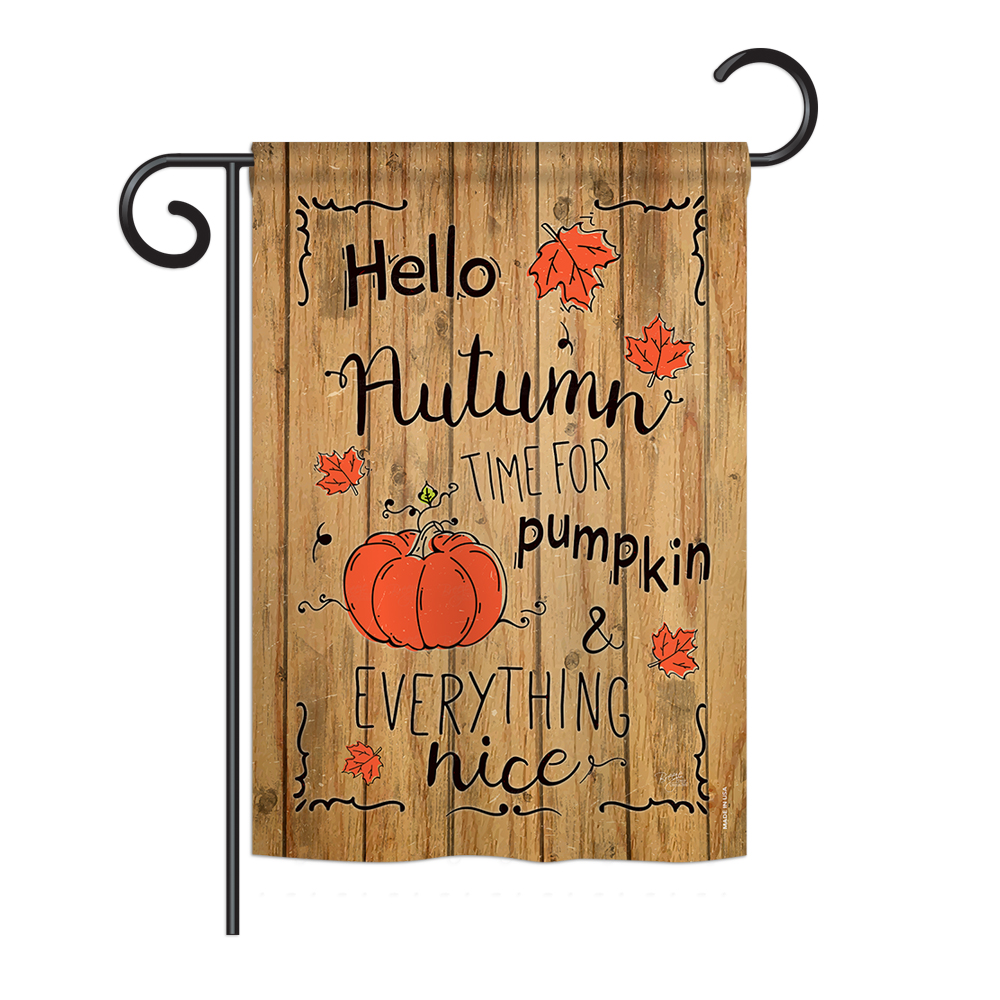 BD-HA-G-113064-IP-BO-DS02-US Hello Autumn Time for Pumpkin Fall - Seasonal Impressions Decorative Vertical Garden Flag - 13 x 18.5 in.