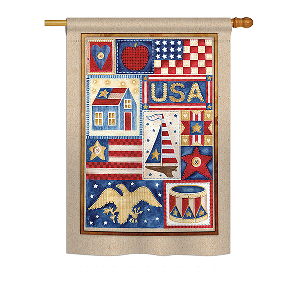 BD-PA-H-111077-IP-BO-DS02-US USA Collage Americana - Everyday Patriotic Impressions Decorative Vertical House Flag - 28 x 40 in.