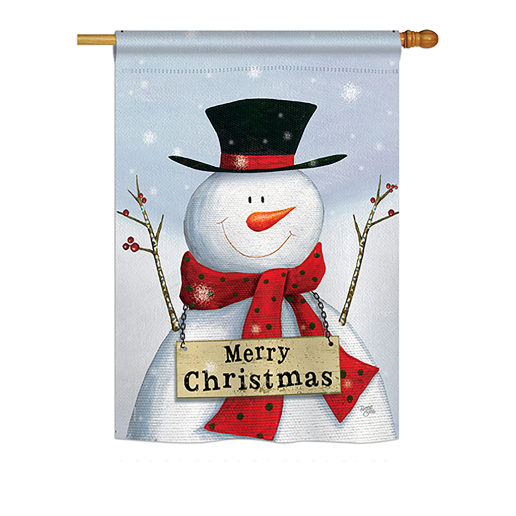 BD-XM-H-114191-IP-BO-DS02-US Joyful Snowman Winter - Seasonal Christmas Impressions Decorative Vertical House Flag - 28 x 40 in.
