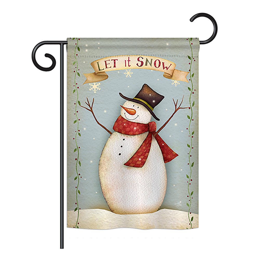 BD-XM-G-114175-IP-BO-DS02-US Let it Snow Happy Snowman Winter - Seasonal Christmas Impressions Decorative Vertical Garden Flag - 13 x 18.5 in -  GardenControl, GA4122781