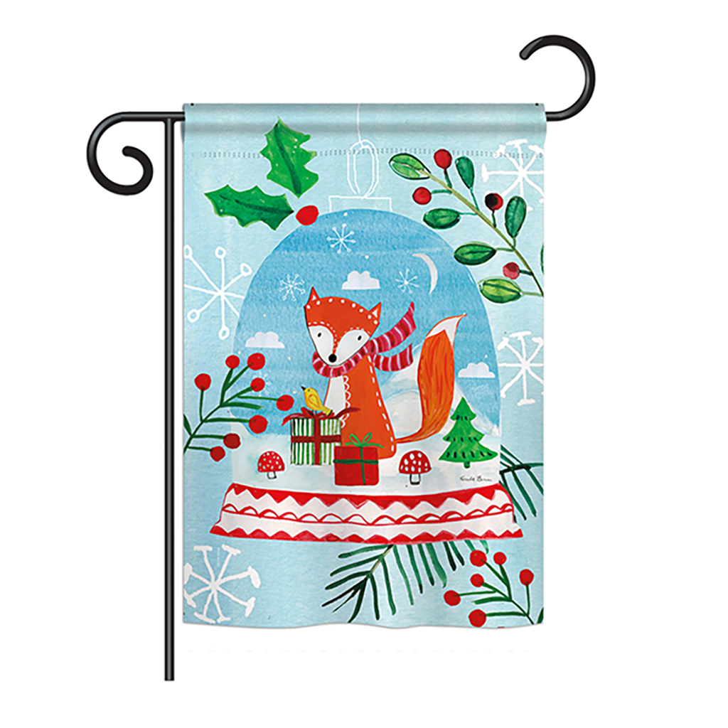 BD-XM-G-114203-IP-BO-DS02-US Snow Globe Fox Winter - Seasonal Christmas Impressions Decorative Vertical Garden Flag - 13 x 18.5 in.