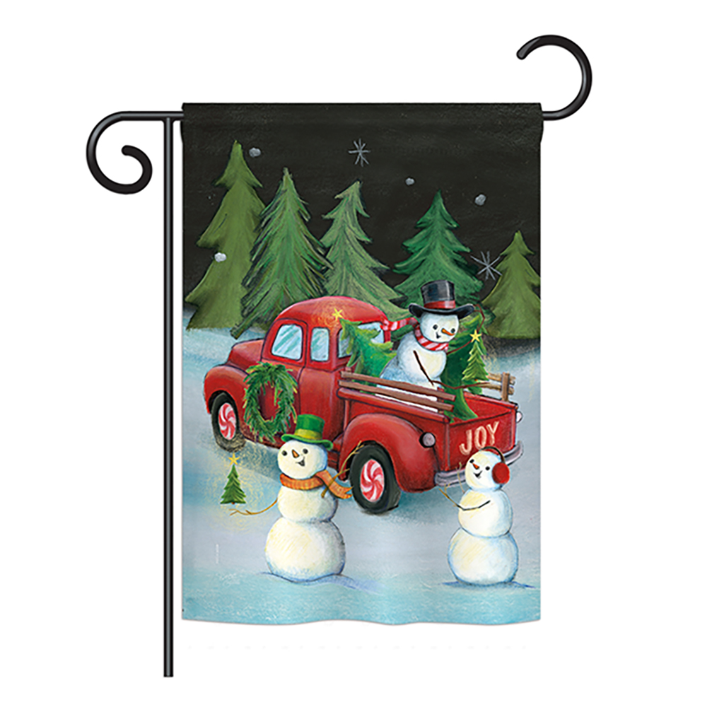 Picking Christmas Tree Winter - Seasonal Christmas Impressions Decorative Vertical Garden Flag - 13 x 18.5 in.