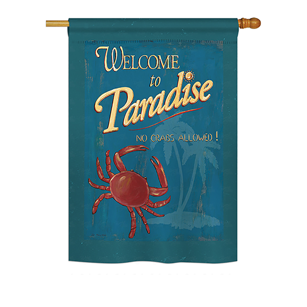 BD-NA-H-107057-IP-BO-DS02-US No Crabs Allowed Coastal - Everyday Nautical Impressions Decorative Vertical House Flag - 28 x 40 in.
