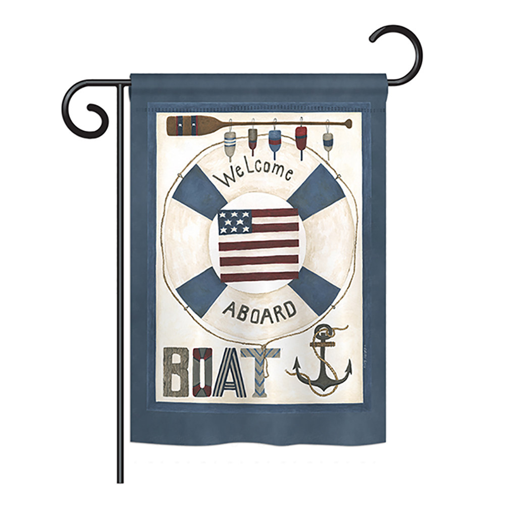 BD-NA-G-107054-IP-BO-DS02-US Welcome Aboard Coastal - Everyday Nautical Impressions Decorative Vertical Garden Flag - 13 x 18.5 in.