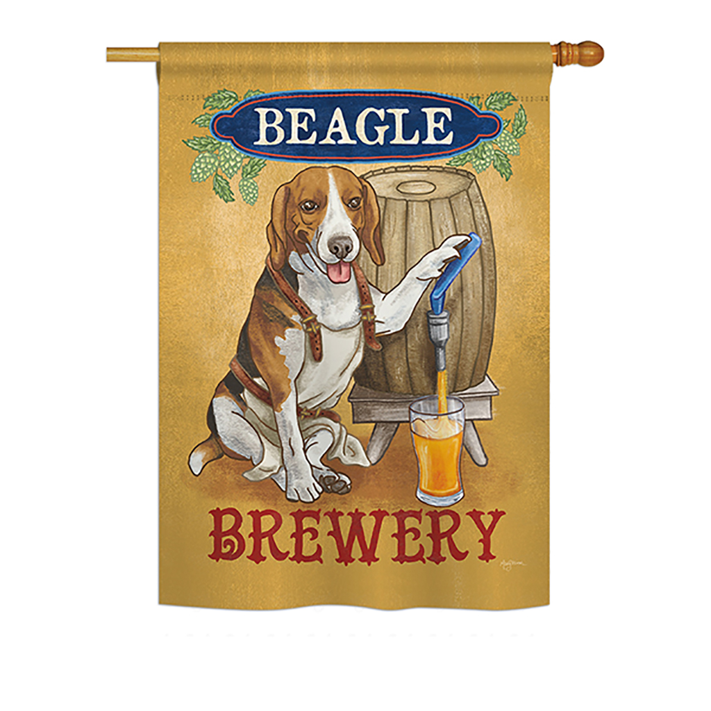 BD-PT-H-110101-IP-BO-DS02-US Beagle Brewery Nature - Everyday Pets Impressions Decorative Vertical House Flag - 28 x 40 in.