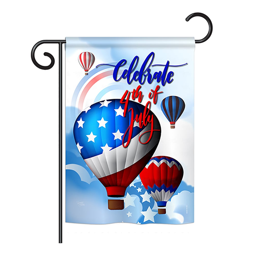 BD-FJ-G-111078-IP-BO-DS02-US July 4th Hot Air Balloon Americana - Seasonal Fourth of July Impressions Decorative Vertical Garden Flag - 13 x 18.5 in.