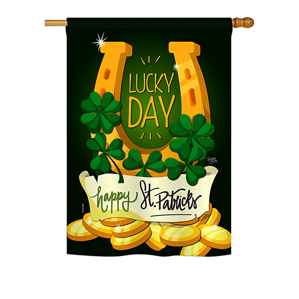BD-SA-H-102058-IP-BO-D-US19-BD 28 x 40 in. Lucky Day Spring St Patrick Impressions Decorative House Flag -  Breeze Decor, H102058-BO