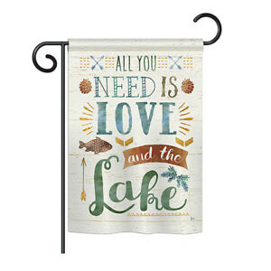 BD-OU-G-109050-IP-BO-D-US18-WA 13 x 18.5 in. All You Need Is Love & Lake Nature Outdoor Impressions Decorative Vertical Double Sided Garden Flag