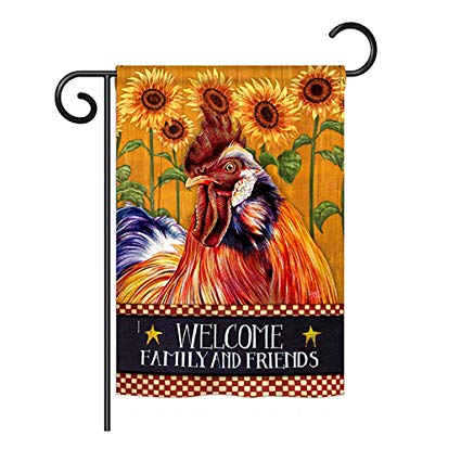 Breeze Decor BD-FA-G-110129-IP-BO-D-US18-BD 13 x 18.5 in. Country Rooster Nature Farm Animals Impressions Decorative Vertical Double Sided Garden Flag