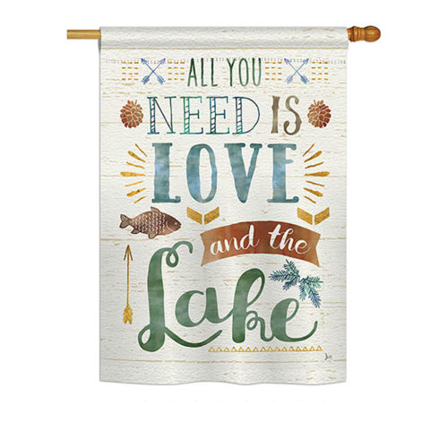 BD-OU-H-109050-IP-BO-D-US18-WA 28 x 40 in. All You Need Is Love & Lake Nature Outdoor Impressions Decorative Vertical Double Sided House Flag