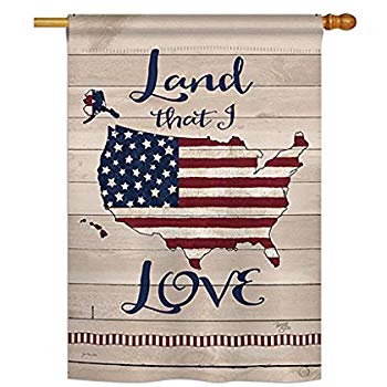 BD-PA-H-111083-IP-BO-D-US18-SB 28 x 40 in. Land I Love Americana Patriotic Impressions Decorative Vertical Double Sided House Flag