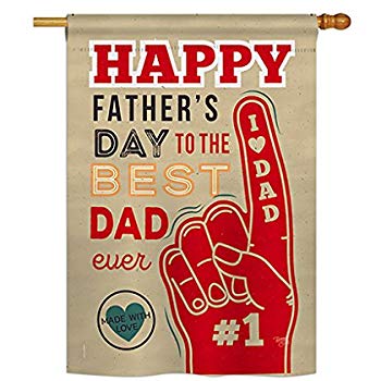 BD-FD-H-115134-IP-BO-D-US18-BD 28 x 40 in. Best Dad Ever Summer Fathers Day Impressions Decorative Vertical Double Sided House Flag