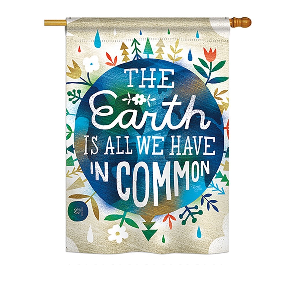 BD-EX-H-115141-IP-BO-D-US18-WA  Earth in Common Inspirational Expression Impressions Decorative Vertical 28 x 40 in. Double Sided House Flag