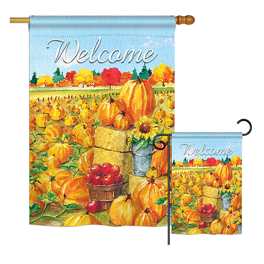 BD-HA-G-113081-IP-BO-D-US18-BT G163081-BO Pumpkin Patch Fall Harvest & Autumn Impressions Decorative Vertical 13 x 18.5 in. Double Sided Garden Flag