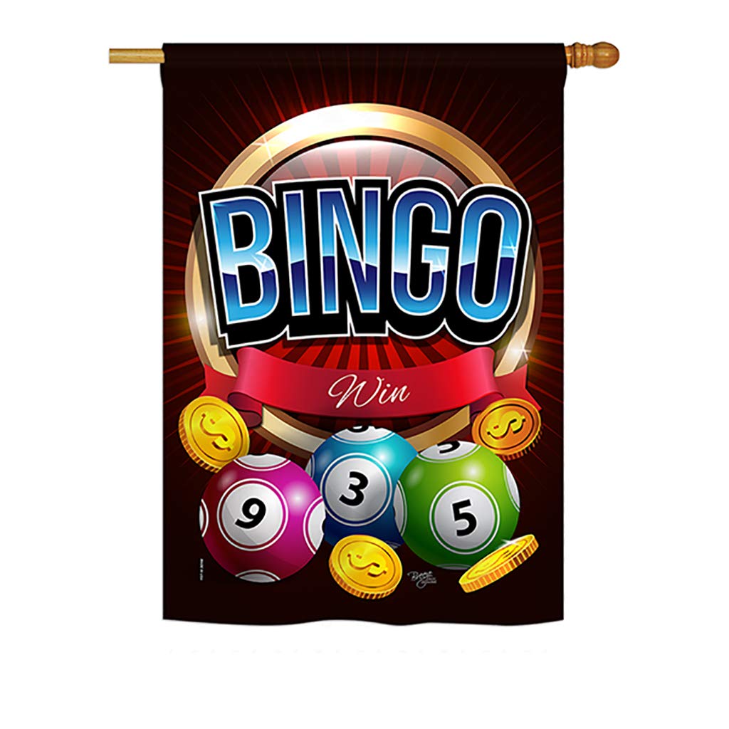 BD-HB-H-109075-IP-BO-D-US18-BD H109075-BO Bingo Win Interests Hobbies Impressions Decorative Vertical 28 x 40 in. Double Sided House Flag