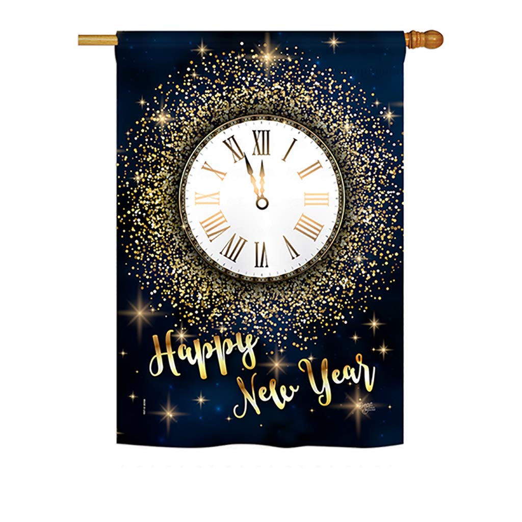 BD-NE-H-116011-IP-BO-D-US18-BD  Countdown New Year Winter Impressions Decorative Vertical 28 x 40 in. Double Sided House Flag