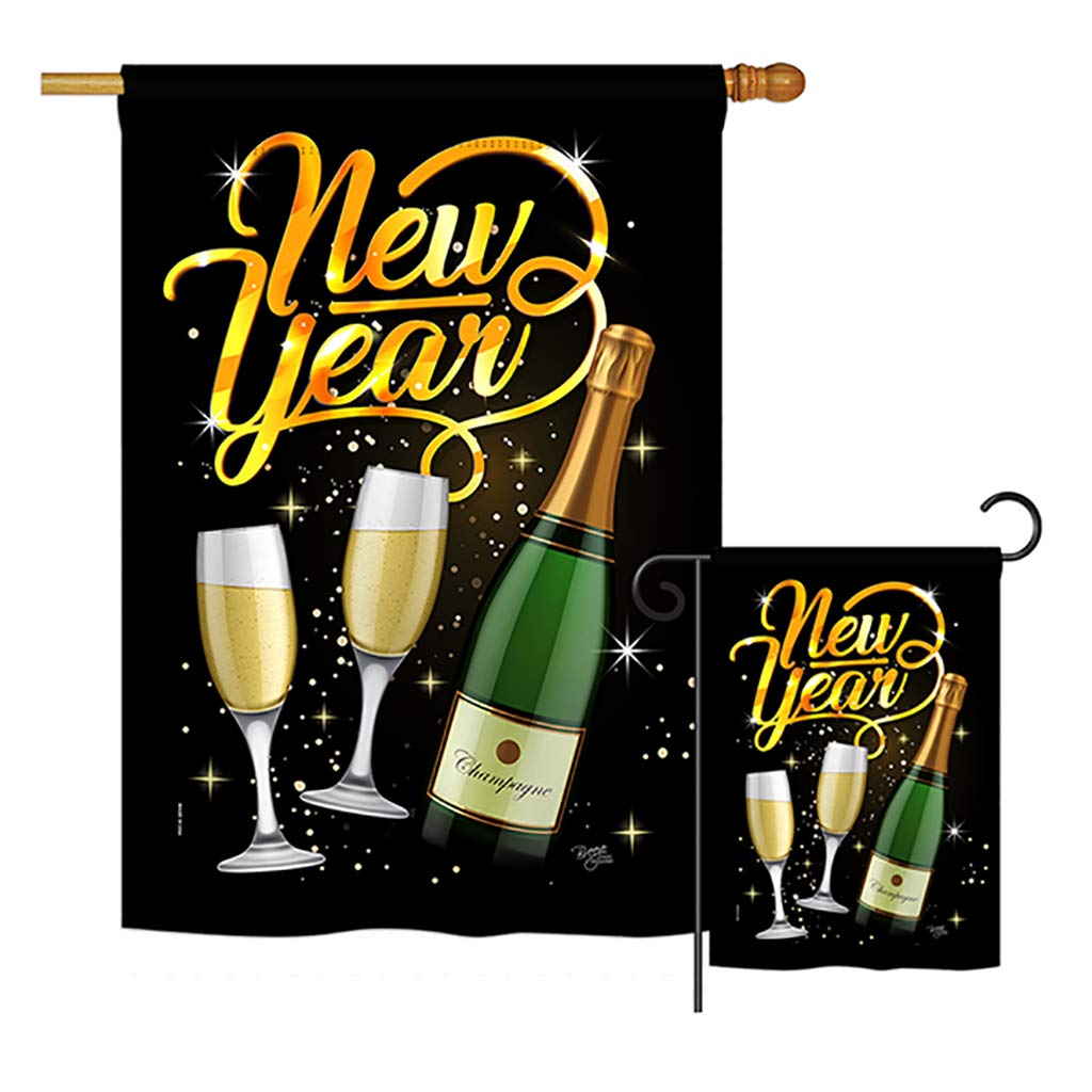 BD-NE-H-116012-IP-BO-D-US18-BD H116012-BO Cheers to Happy New Year Winter Impressions Decorative Vertical 28 x 40 in. Double Sided House Flag