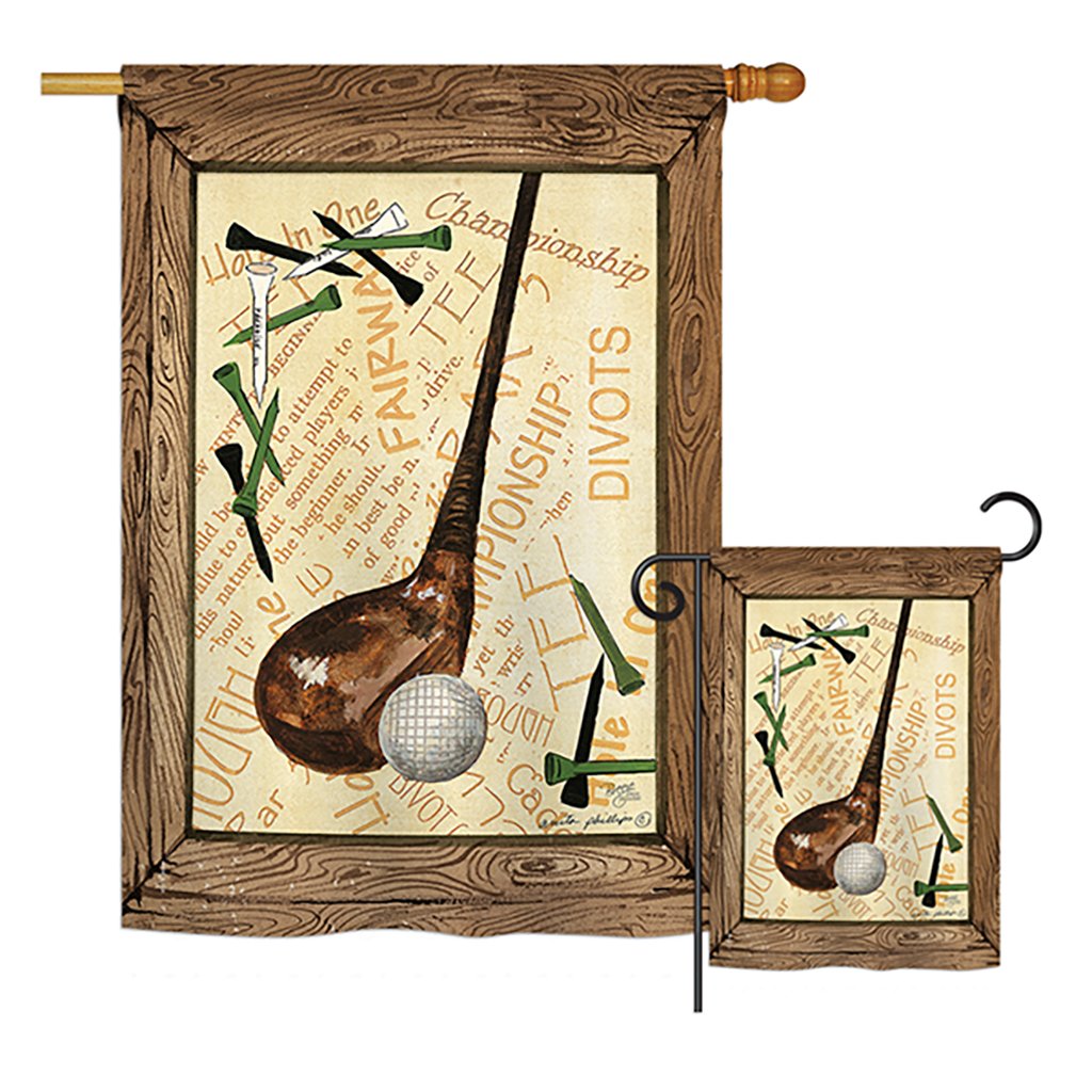 BD-SP-H-109059-IP-BO-D-US18-SB H109059-BO Strike A Golf Ball Interests Sports Impressions Decorative Vertical 28 x 40 in. Double Sided House Flag -  Breeze Decor