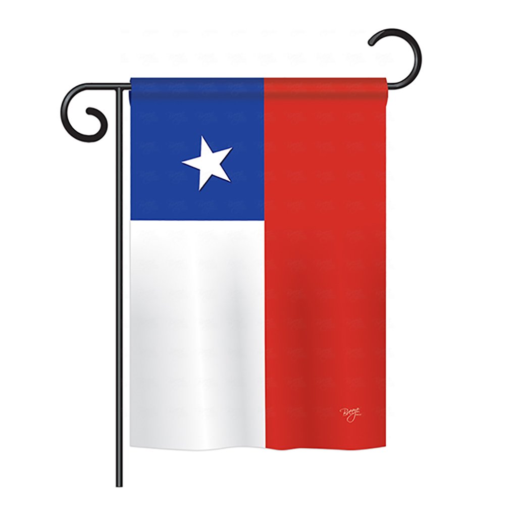 Breeze Decor BD-CY-GS-108154-IP-BO-D-US13-BD 13 x 18.5 in. Chile Flags of the World Nationality Impressions Decorative Vertical Double Sided Garden Flag Set with Banner Pole